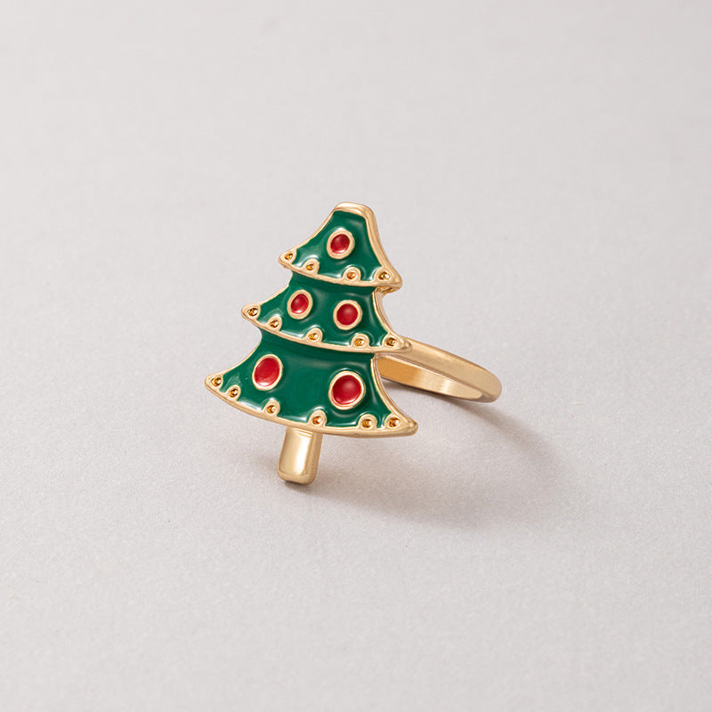 Wholesale Christmas Oil Drip Ring Elk Santa Claus Alloy Ring ACC-RS-YongGe008