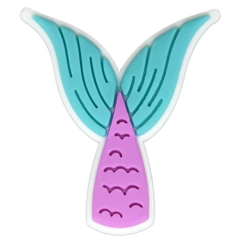 Wholesale Random 100pcs Colorful Mermaid Tail Series  PVC Soft Rubber Shoe Buckle Decoration