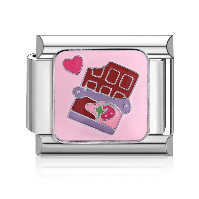 Wholesale  9mm Italian Charm Starter Bracelets DIY square Single Section Creative Stainless Steel Composable Bracelet