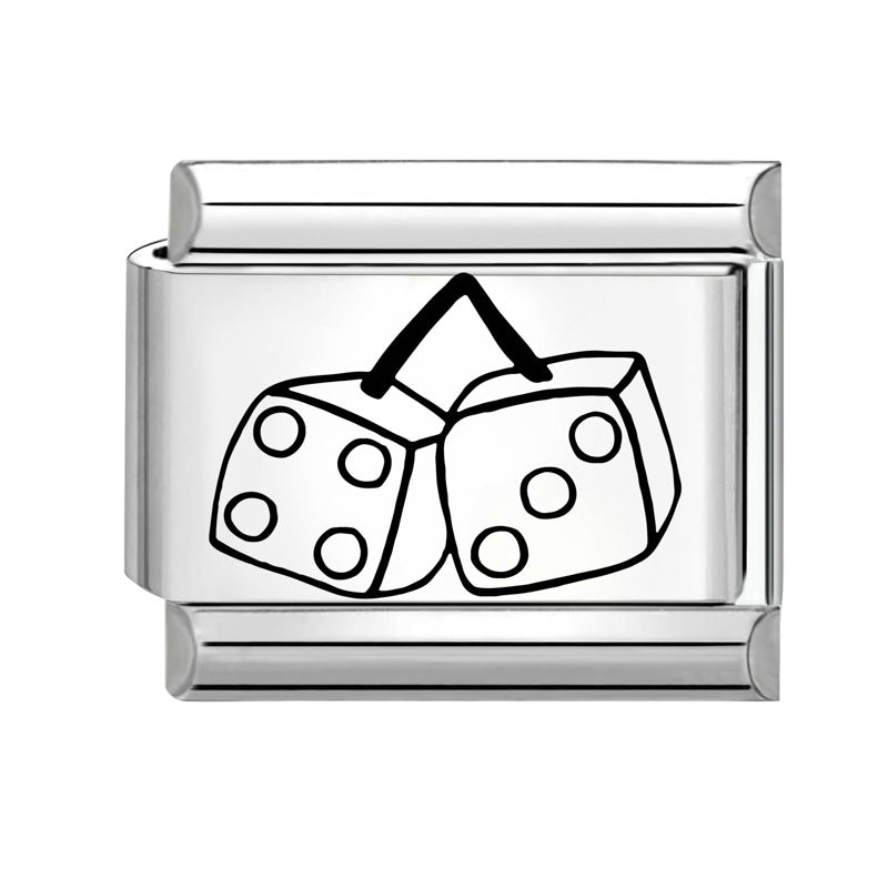 Wholesale 9mm Italian Charm Starter Bracelets DIY Black and white Creative Stainless Steel Composable Bracelet