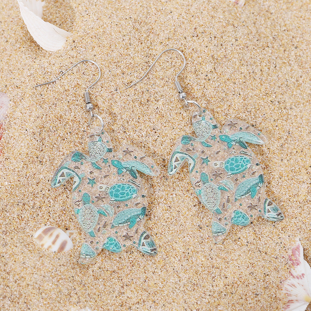 Wholesale Ocean Wind Blue Turtle Pendant Acrylic Earrings