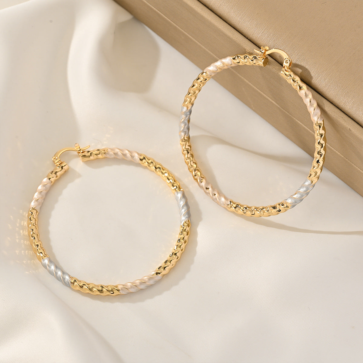 Wholesale 3PCS Large plain copper hoop earrings