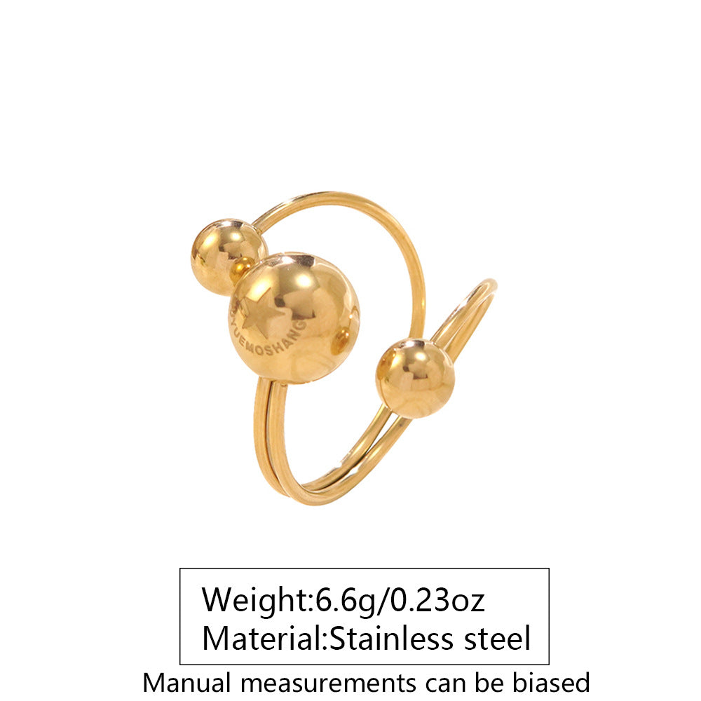 Wholesale stainless steel rings asymmetrical three-ball open rings