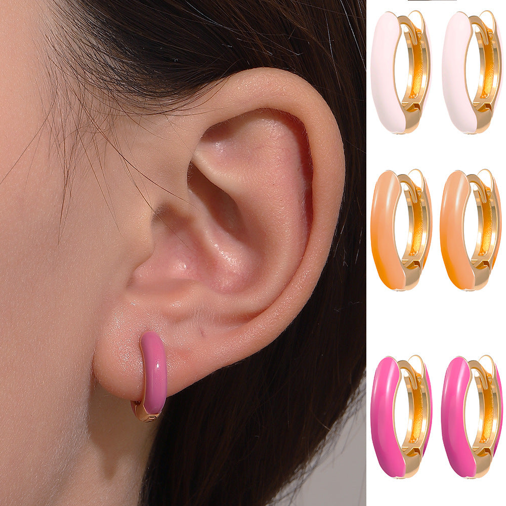 Wholesale  color drop oil C- shaped earrings