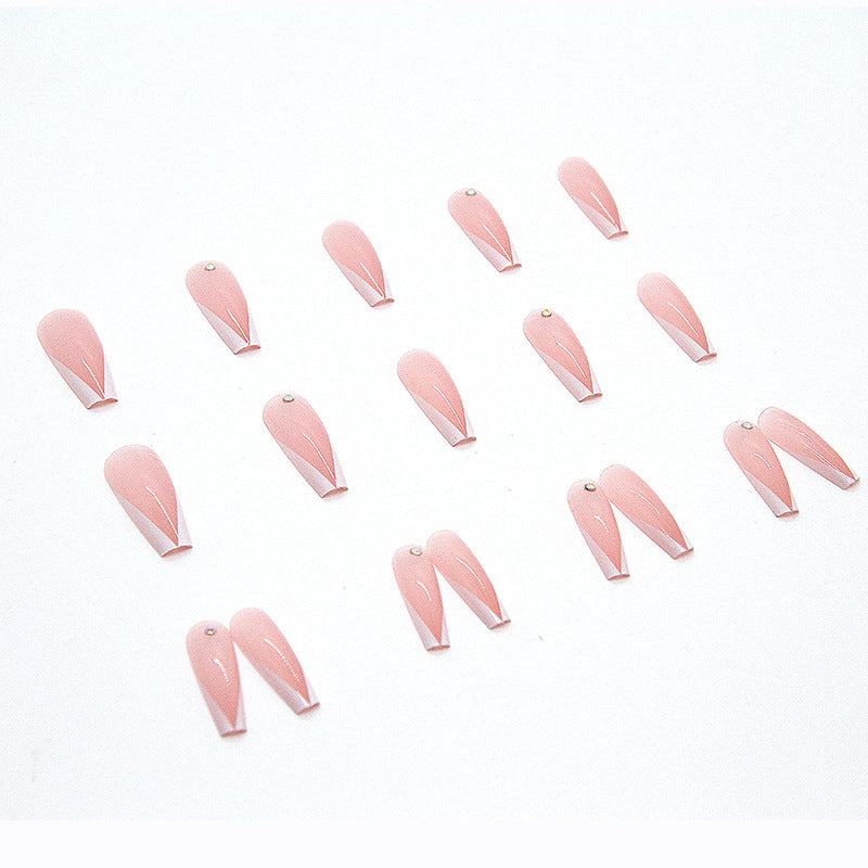 Wholesale Plastic Press on Nails Kits White Edge Long Ballet Nail Enhancement ACC-NS-MeiSu014