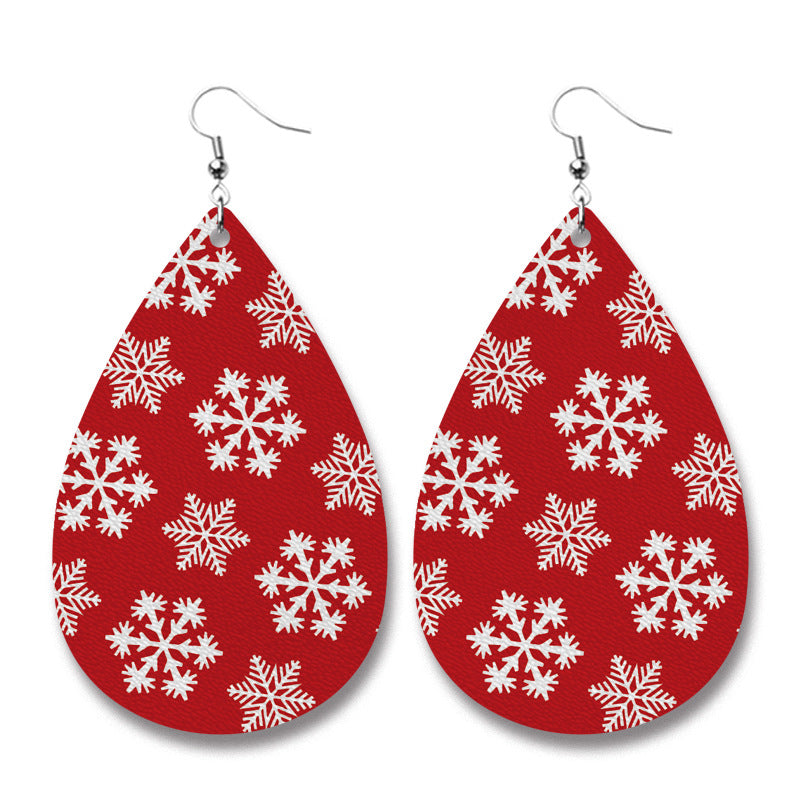 Wholesale 2 Pairs/Pack Christmas PU Leather Earrings ACC-ES-HY173