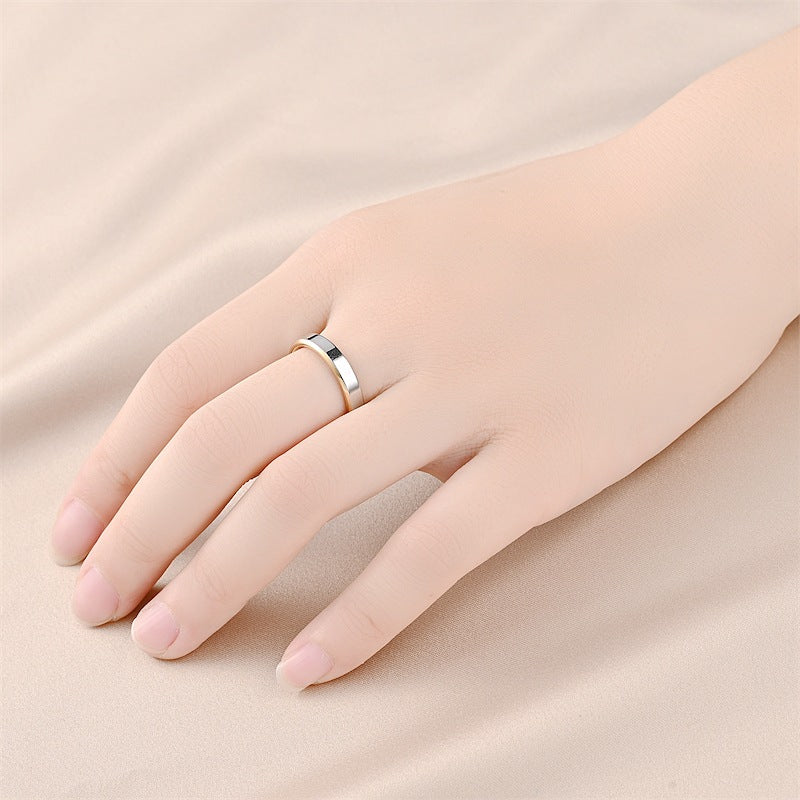 Wholesale titanium steeltwo-color gold ring