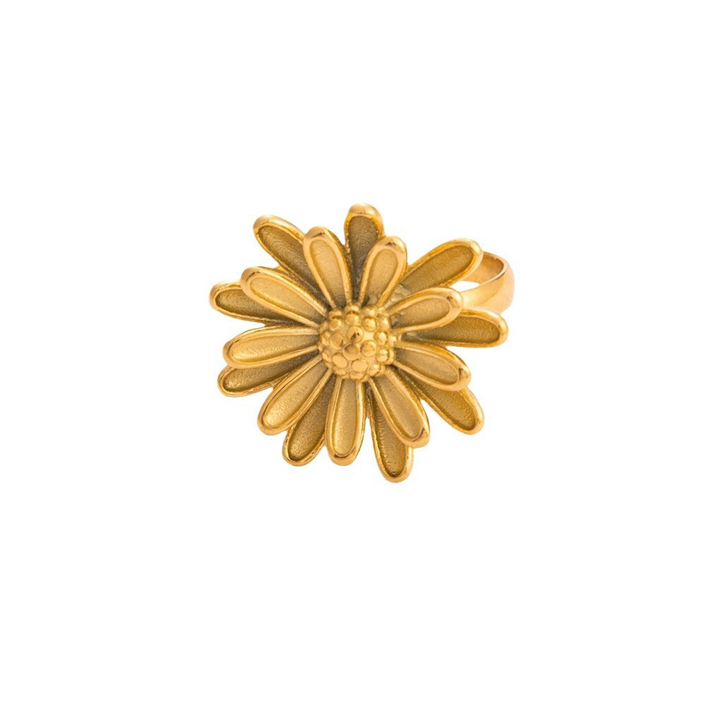 Wholesale Daisy Ring Stainless Steel Plated 18K Gold Light Luxury Rings ACC-RS-LLT008