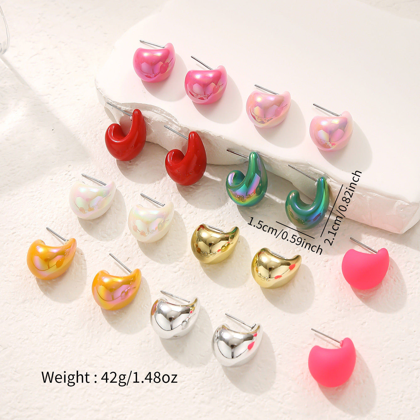 Wholesale Trendy Dopamine Drop Earring Set Stylish Fashion Accessory Mixed Colors Resin Women S Earrings Party Gift