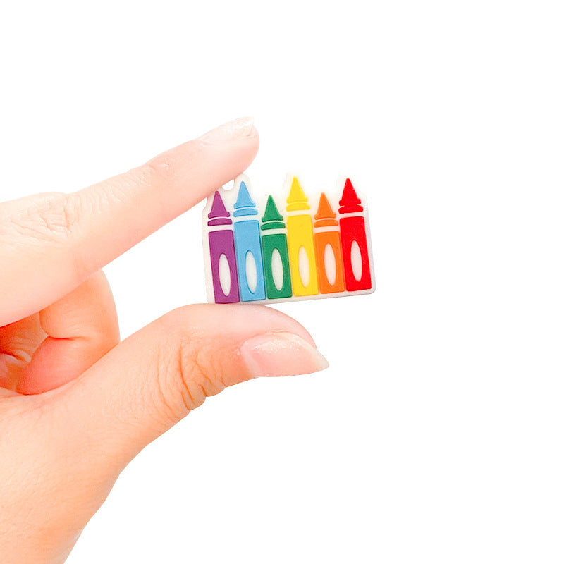 Wholesale of 10PCS Cartoon Crayons, Food Grade Silicone Beads ACC-BDS-WDX041