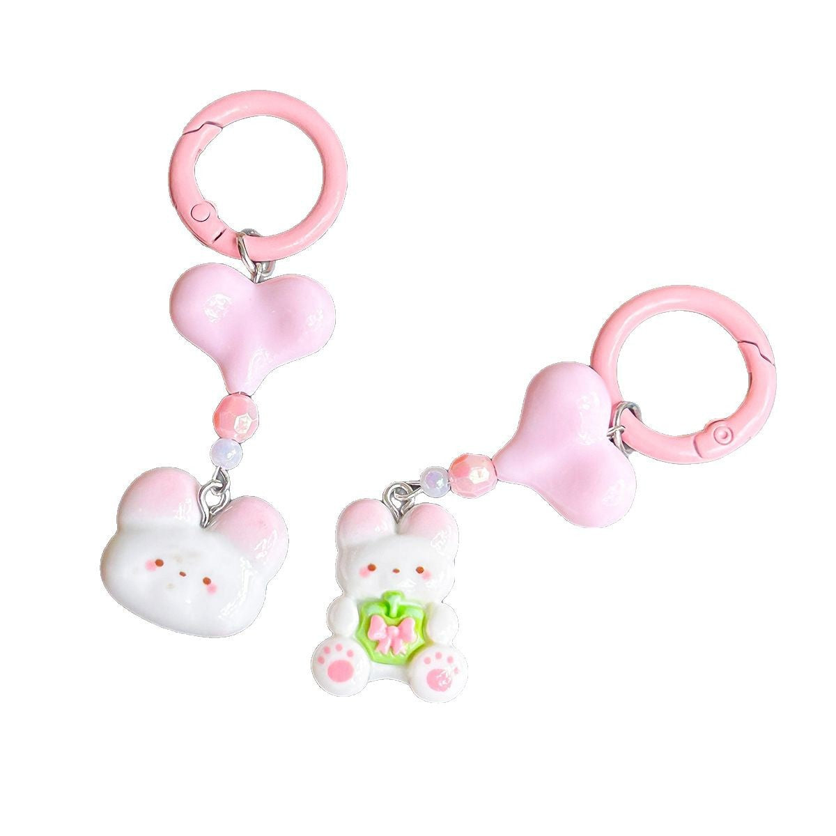 Wholesale Pink Flower Rabbit Resin Cartoon Keychain