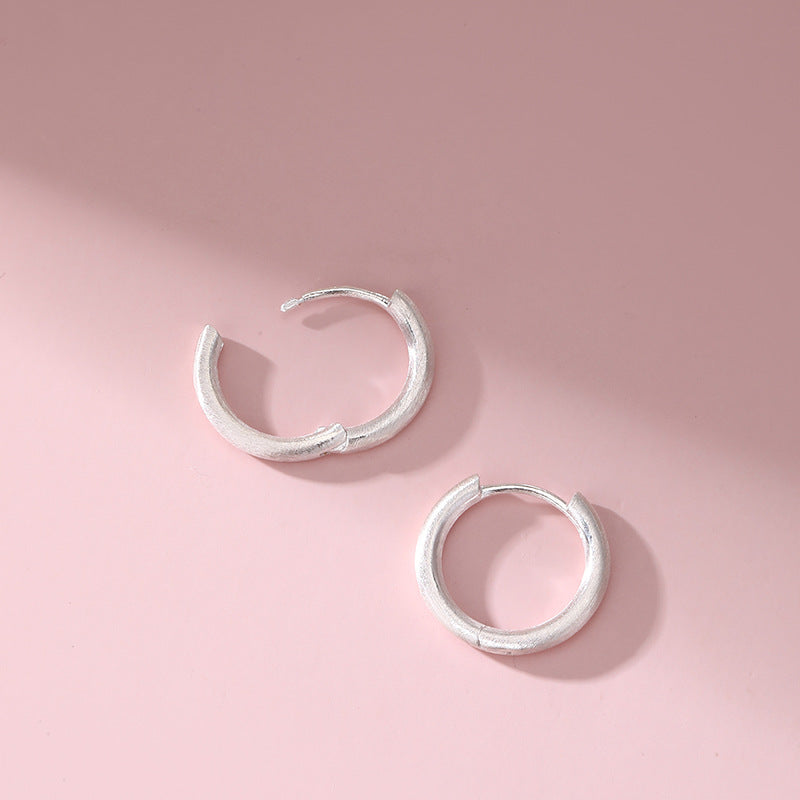 Wholesale 925 Sterling Silver Round Silk Plain Ring Earrings