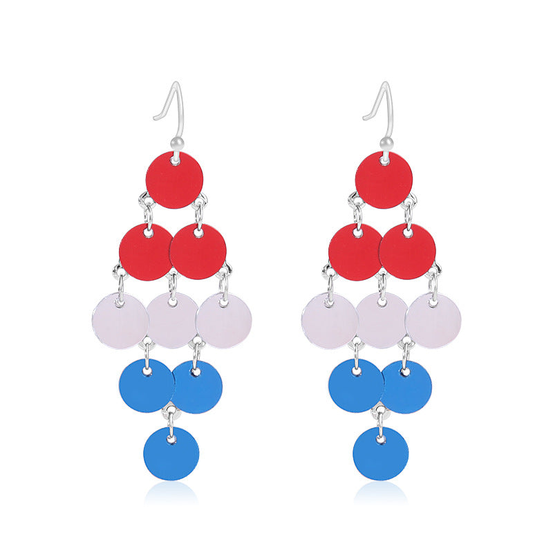 Wholesale  Independence Day earrings  personality red white blue diamond flag USA five-pointed star earrings