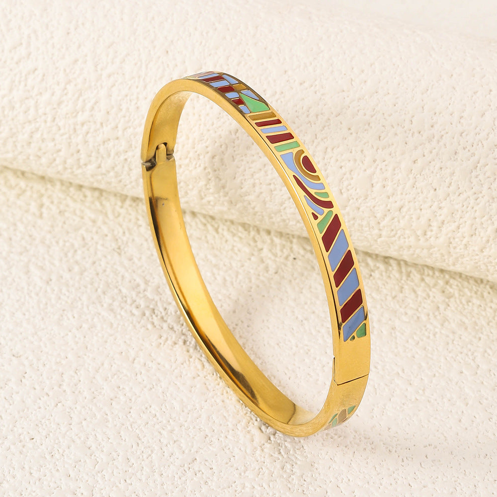 Wholesale Niche Light Luxury Stainless Steel Enamel Oil Drip Bracelet ACC-BT-RuiX005