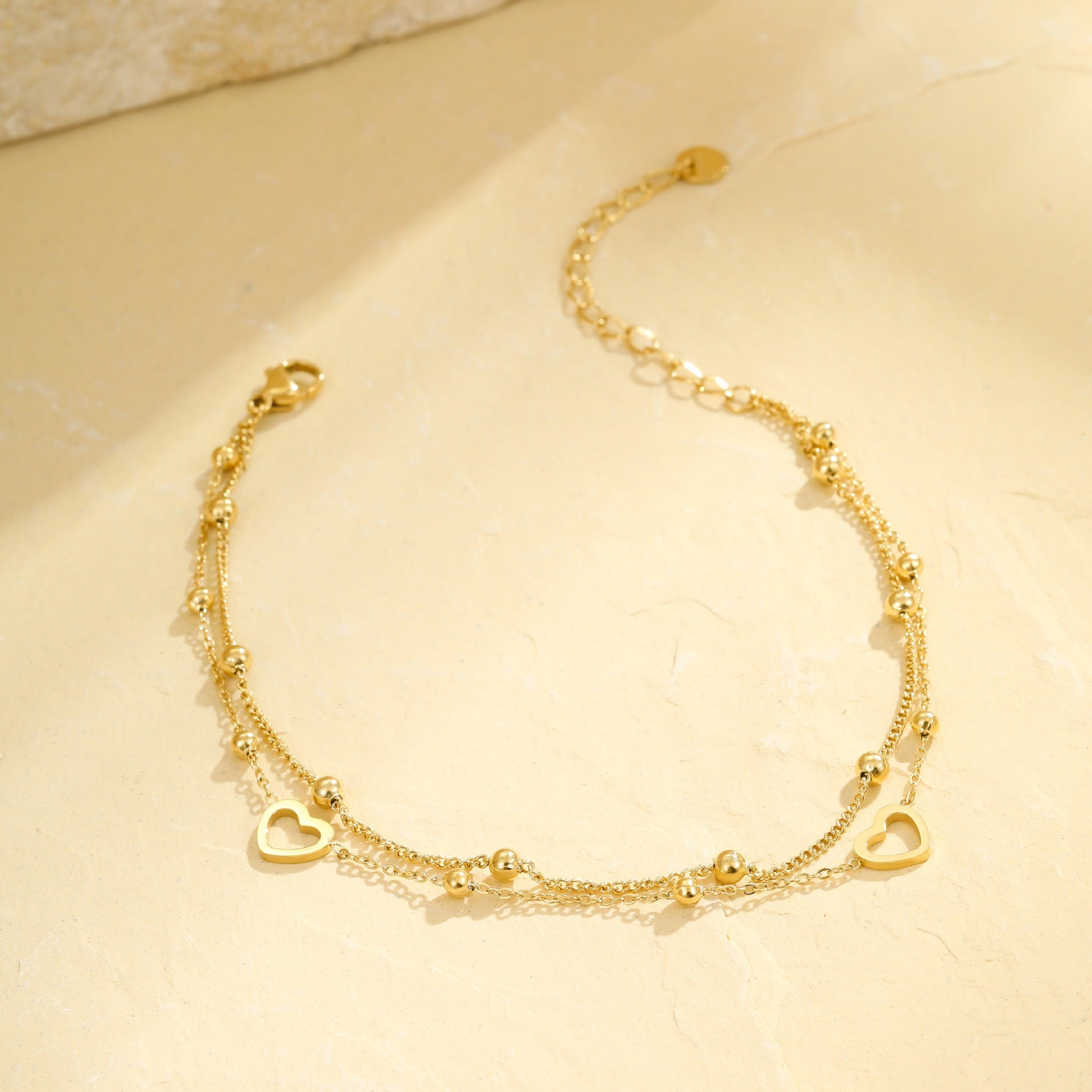 Wholesale  Multi-layer Love Stainless Steel  Anklets