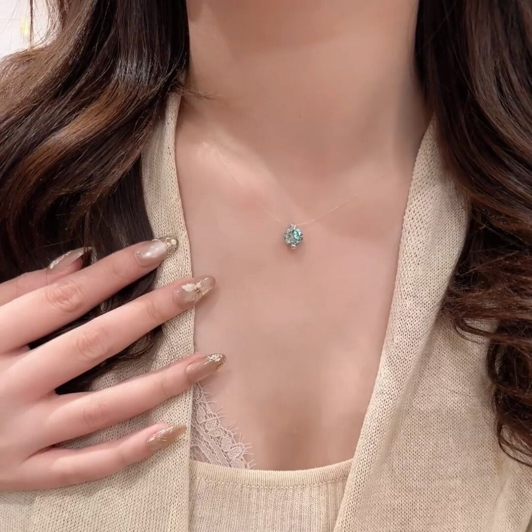 Wholesale Minimalist Style Crystal Zircon Pearl Pendant Fish Line Necklace Women' s Accessible Luxury Versatile Elegant Trendyy Neck Chain Clavicle Chain