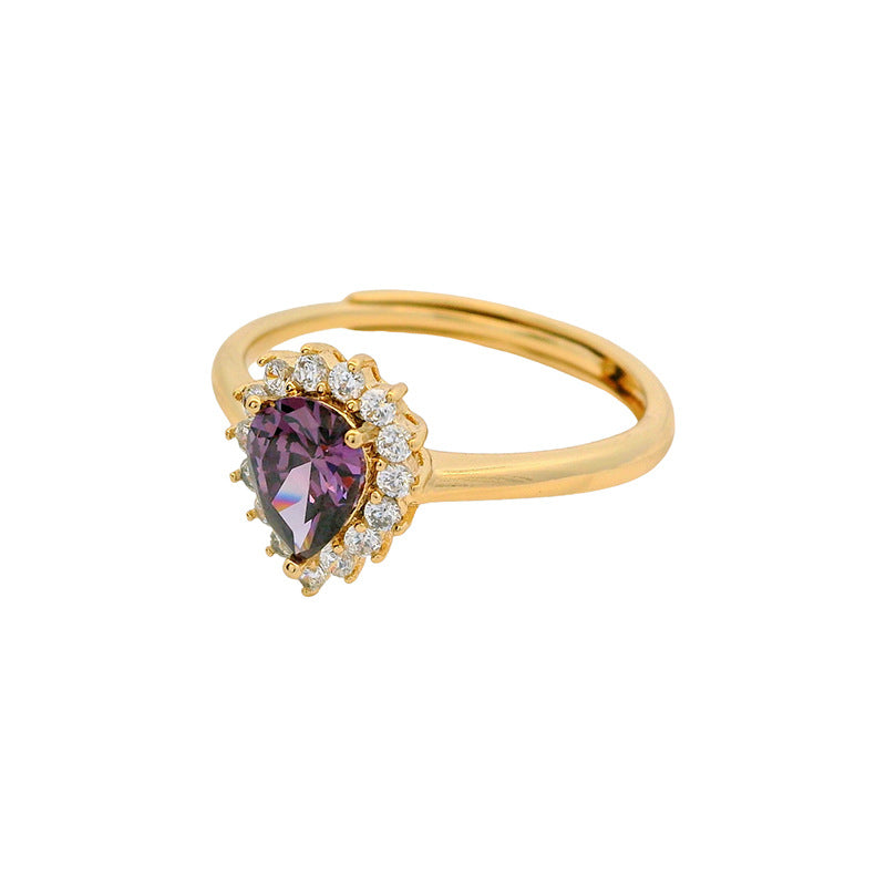 Wholesale Alloy Electroplated Ring with Drop-Shaped Gemstone,  Fashion Jewelry Accessory for Women