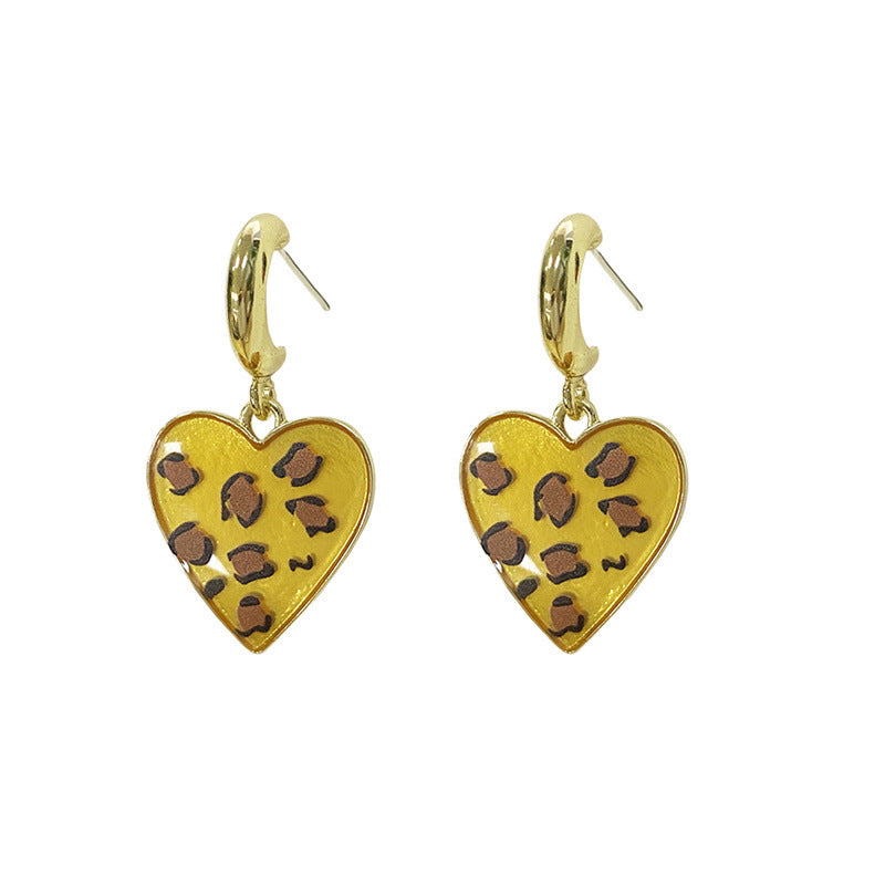 Wholesale S925 silver needle leopard love earrings