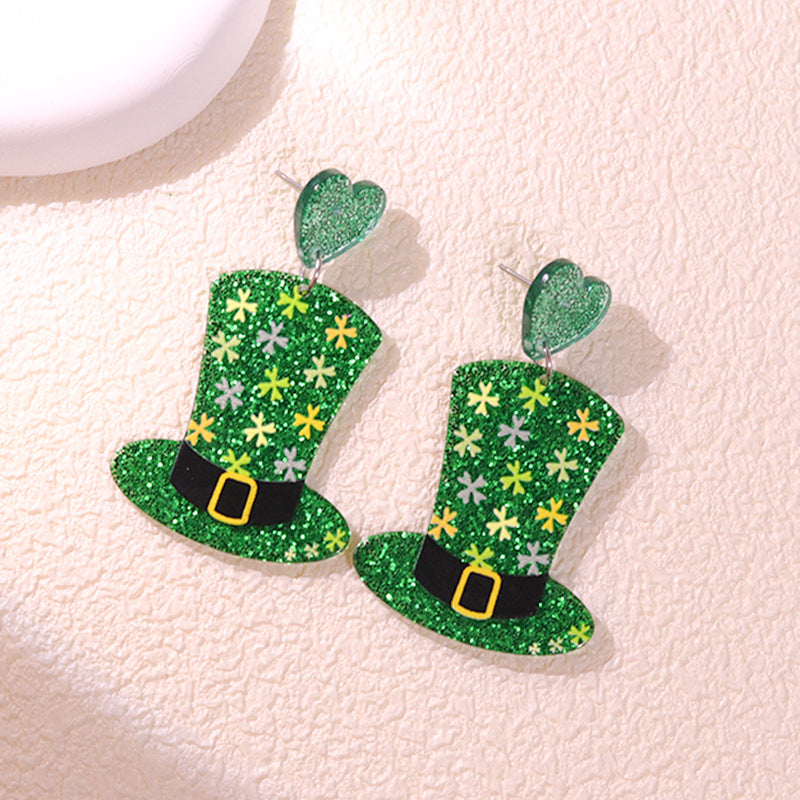 Wholesale St. Patrick's Day Flower Earrings Jewelry Set Acrylic Earrings