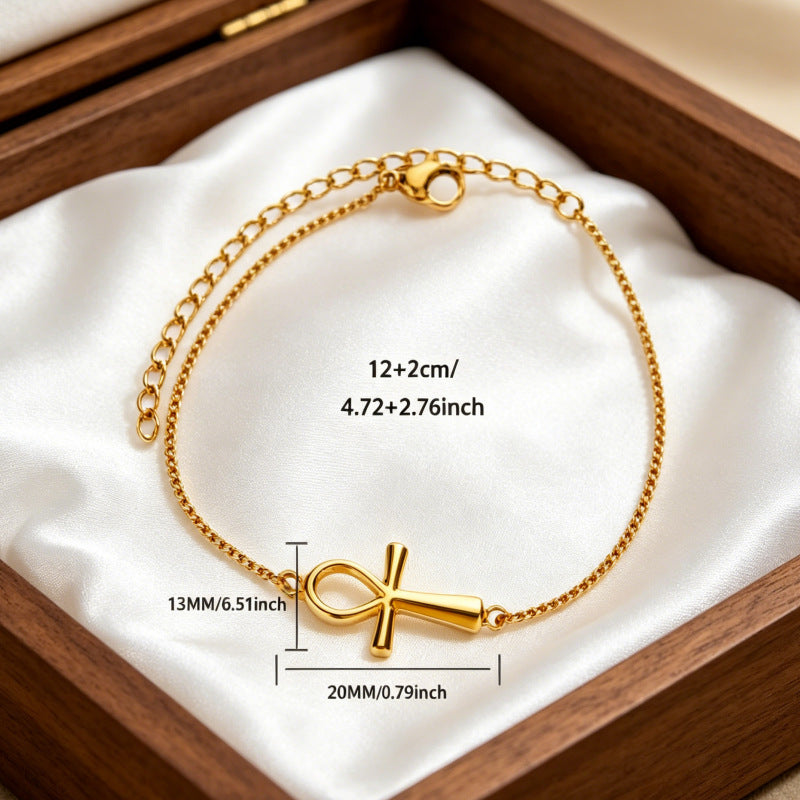 Wholesale Gold Plated Stainless Steel Cross Bracelet Unisex Fashion Jewelry Accessory for Boutique Resale