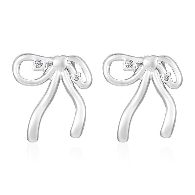 Wholesale bow stainless steel  18K gold earrings