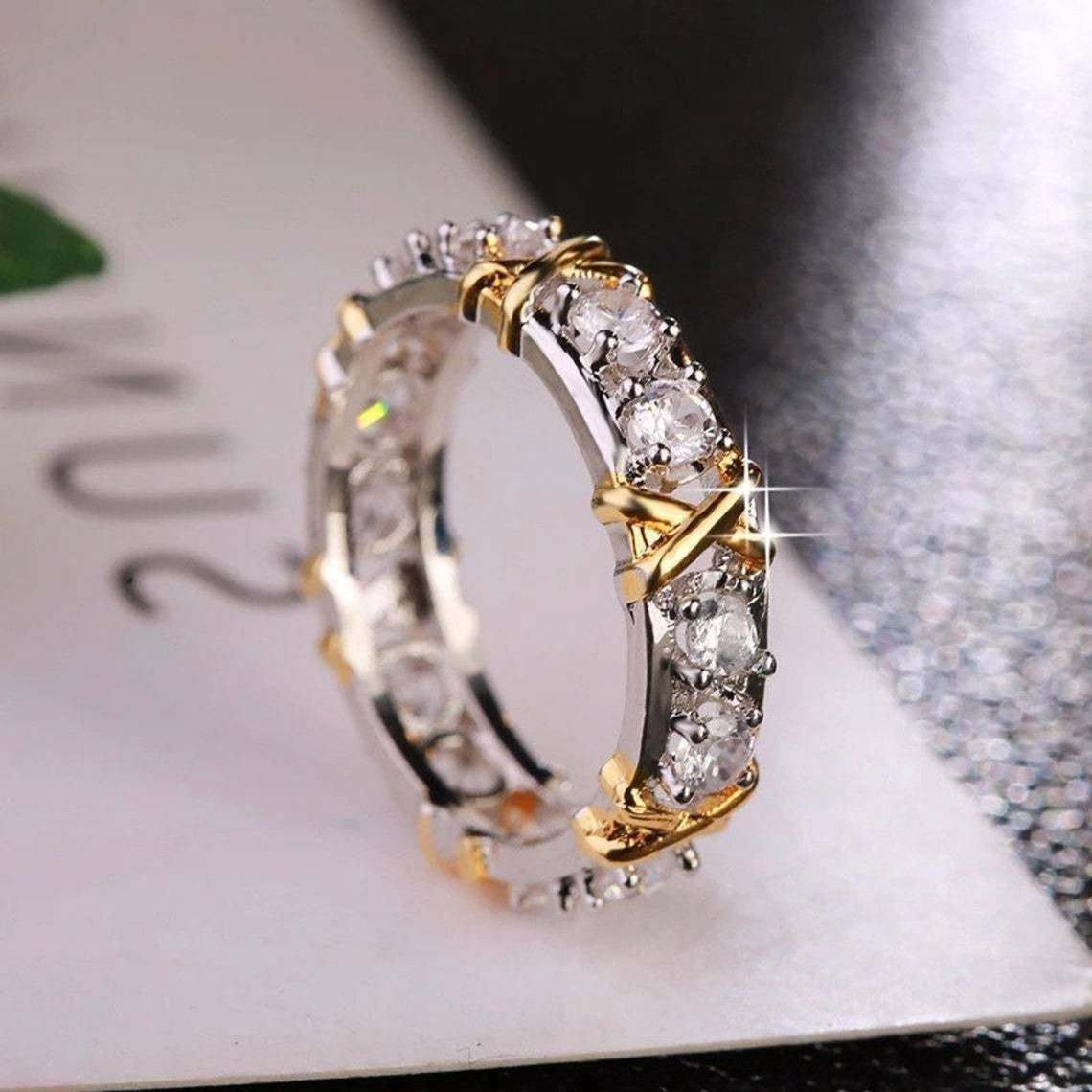 Wholesale luxury shiny zircon cross ring