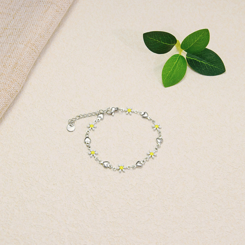 Wholesale Titanium Steel Flower Fashion New Oil Dropping 18K Gold Bracelet