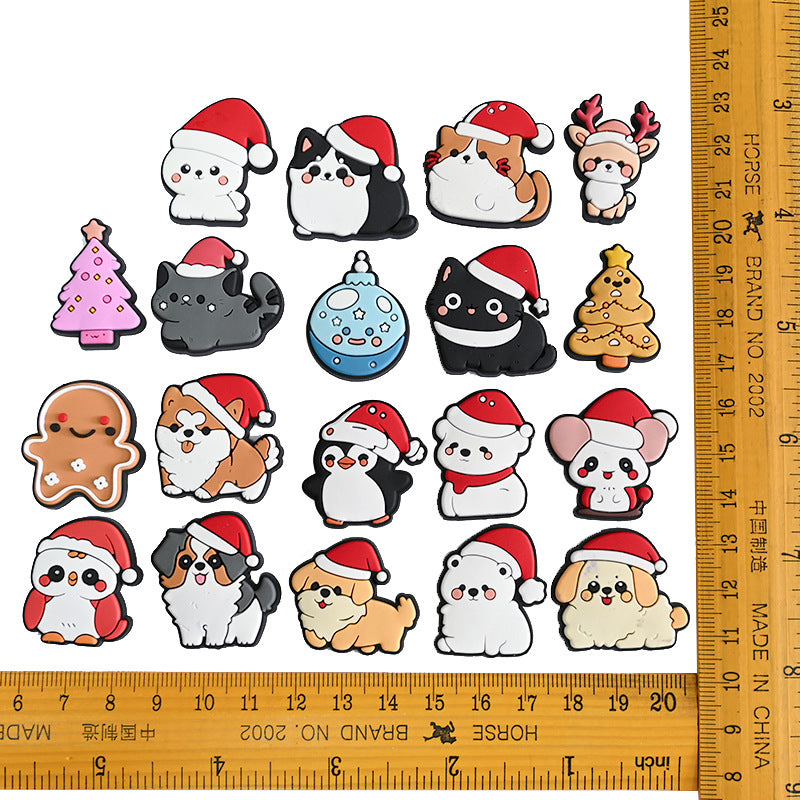 Wholesale Random 100pcs Cute Little Animal Christmas Series PVC Soft Rubber Shoe Buckle Decoration ACC-SC-RYY069
