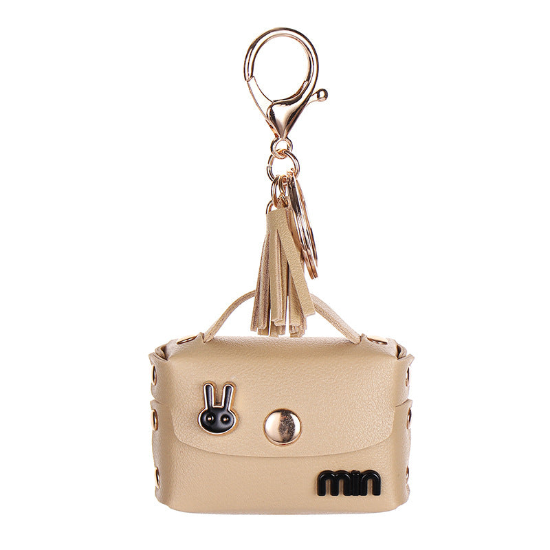 Wholesale  Leather Earphone Storage Bag Third Generation Bluetooth Earphone Case Wireless Keychain