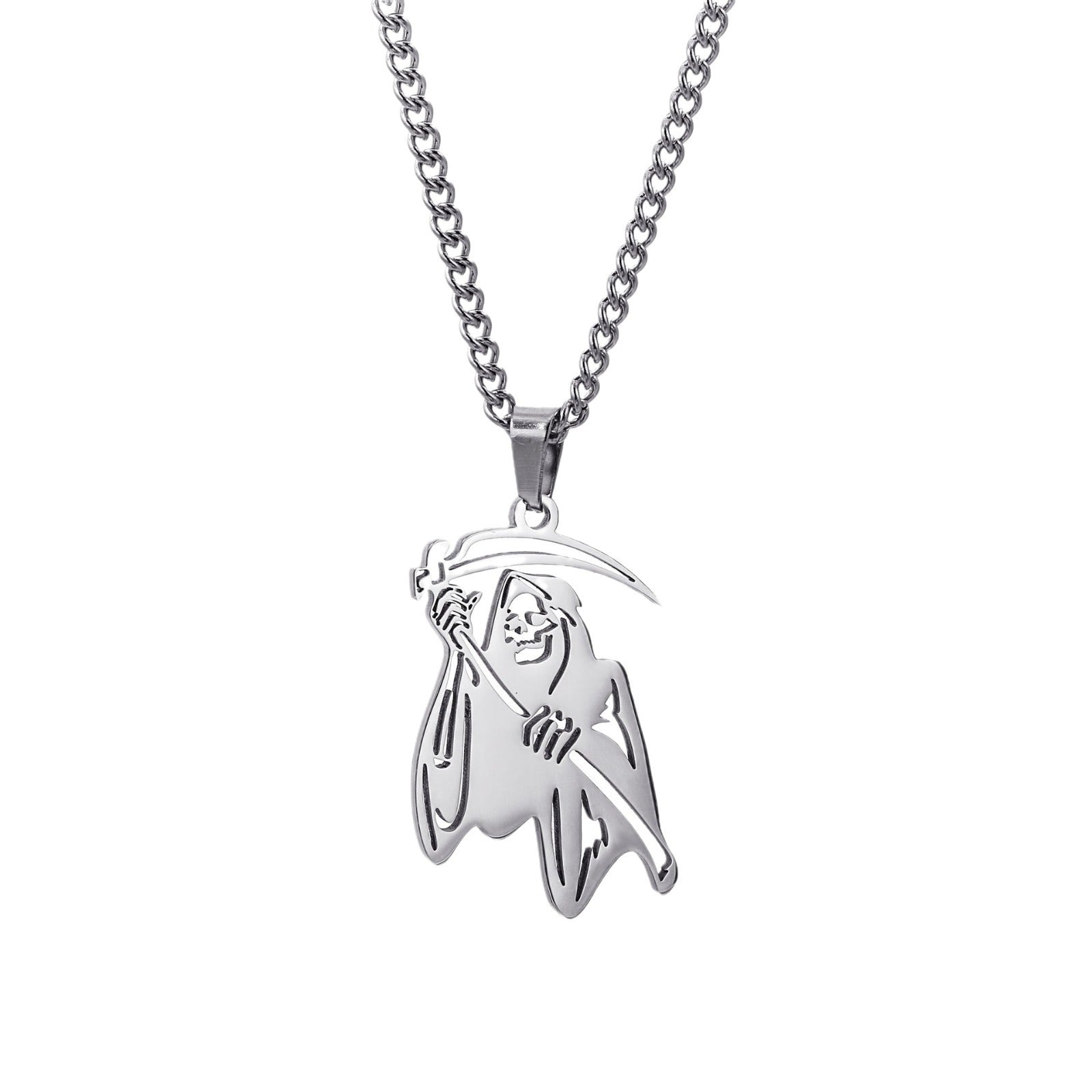 Wholesale Grim Reaper Skull Pendant Hip-Hop Stainless Steel Necklace for Men  Jewelry Accessory