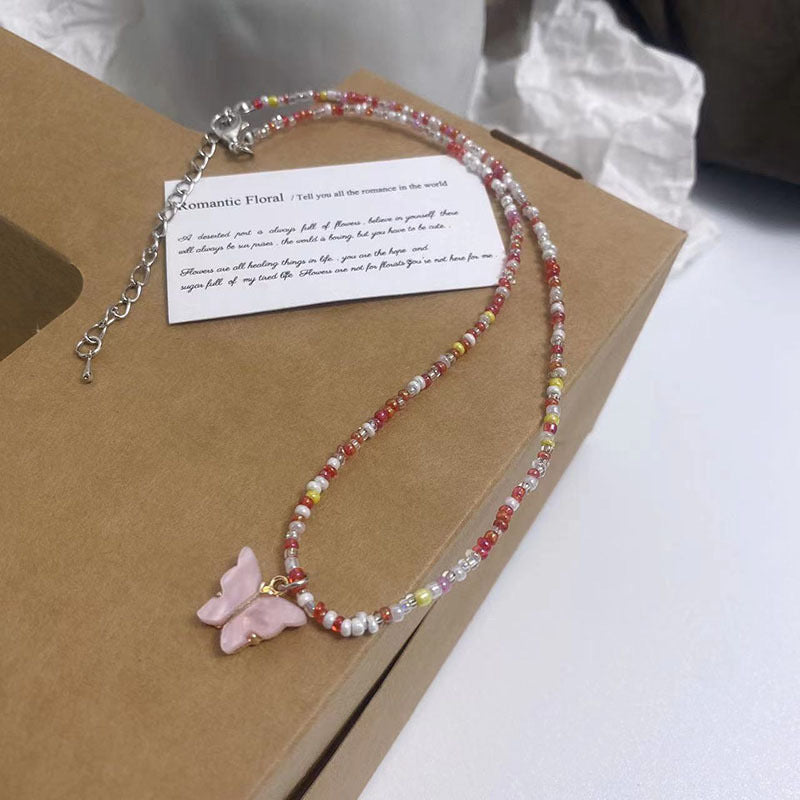 Wholesale candy color love beads necklace less