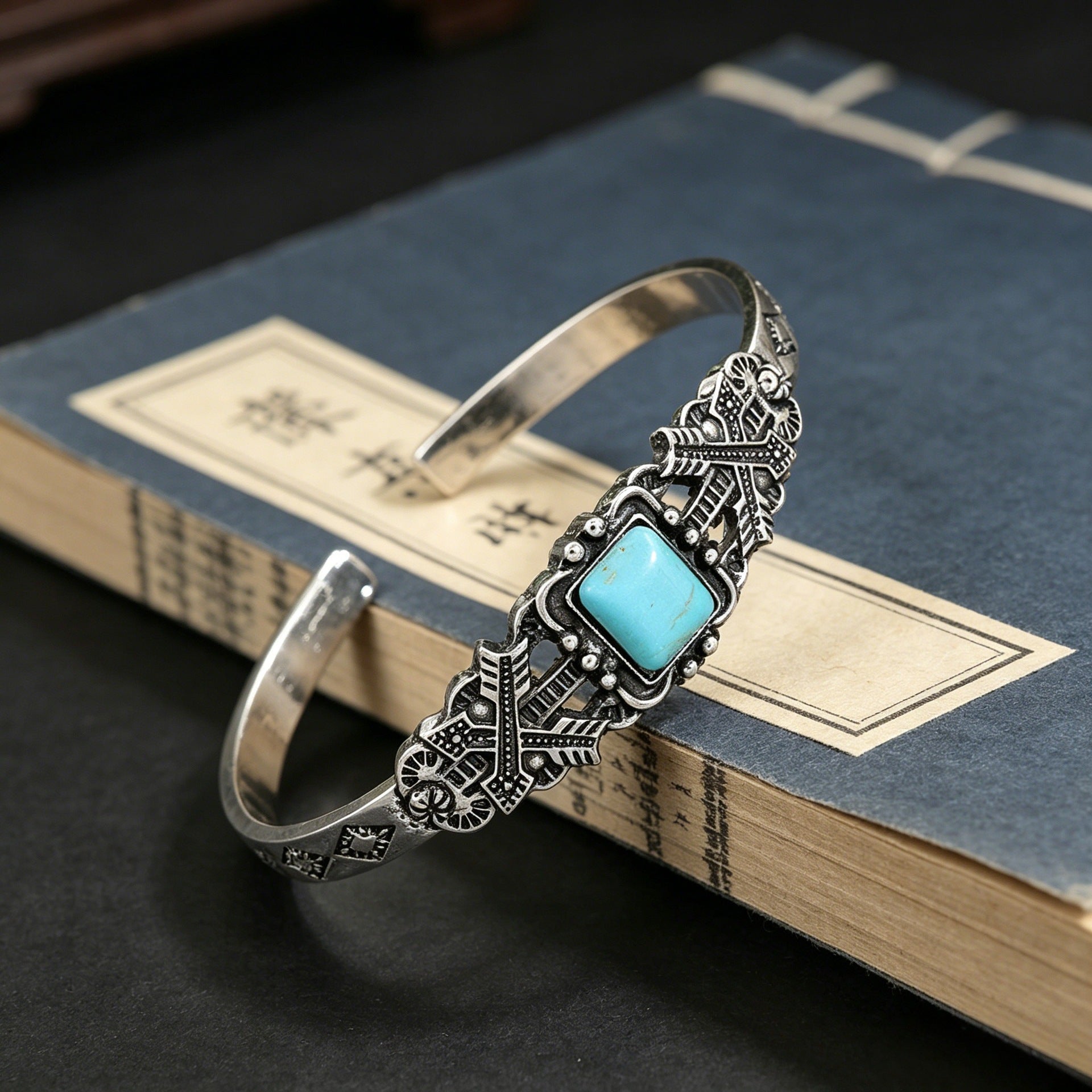 Wholesale Vintage Bohemian Turquoise Square Bracelet Chic Arrow Feather Jewelry Accessory For Party