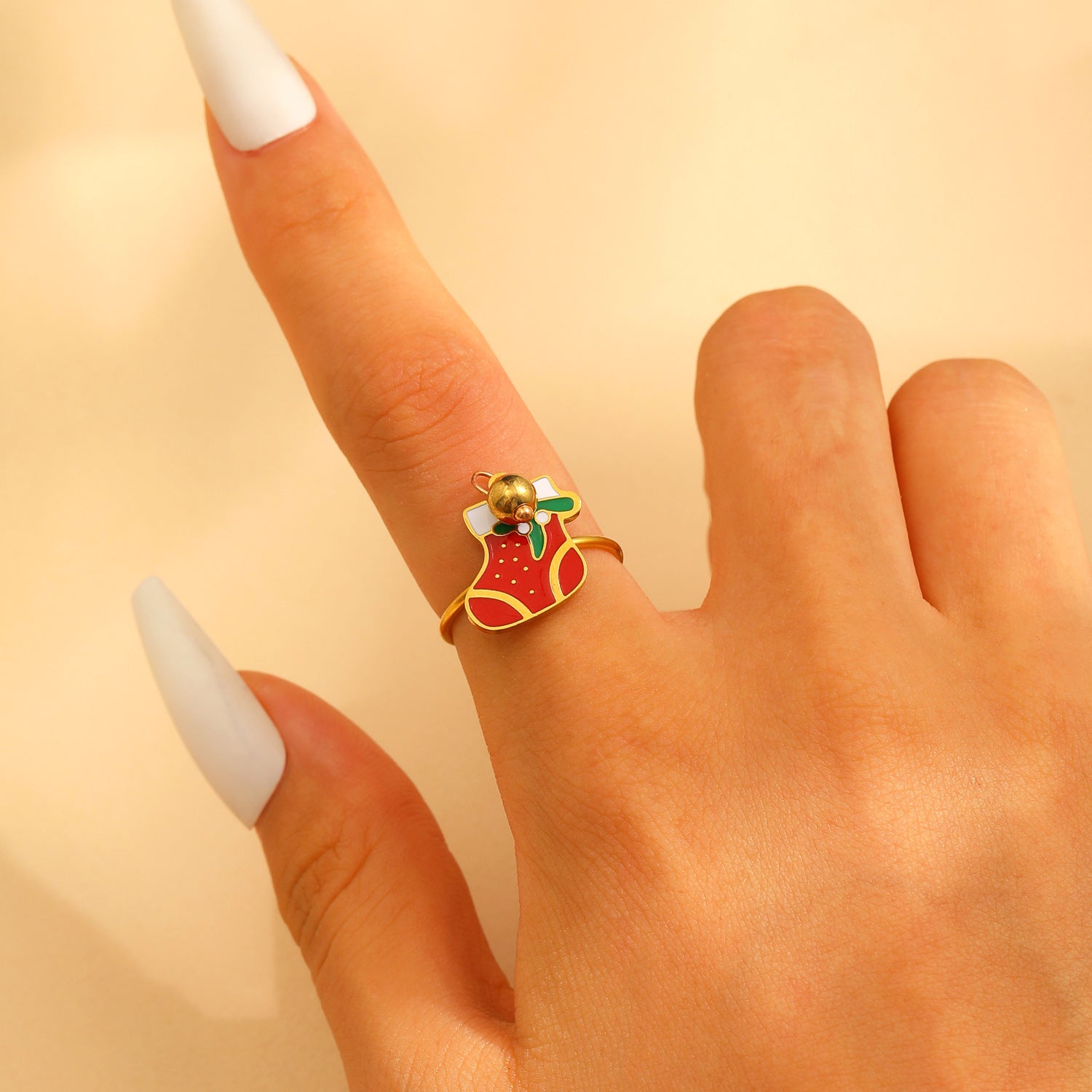 Wholesale Christmas series stainless steel open ring