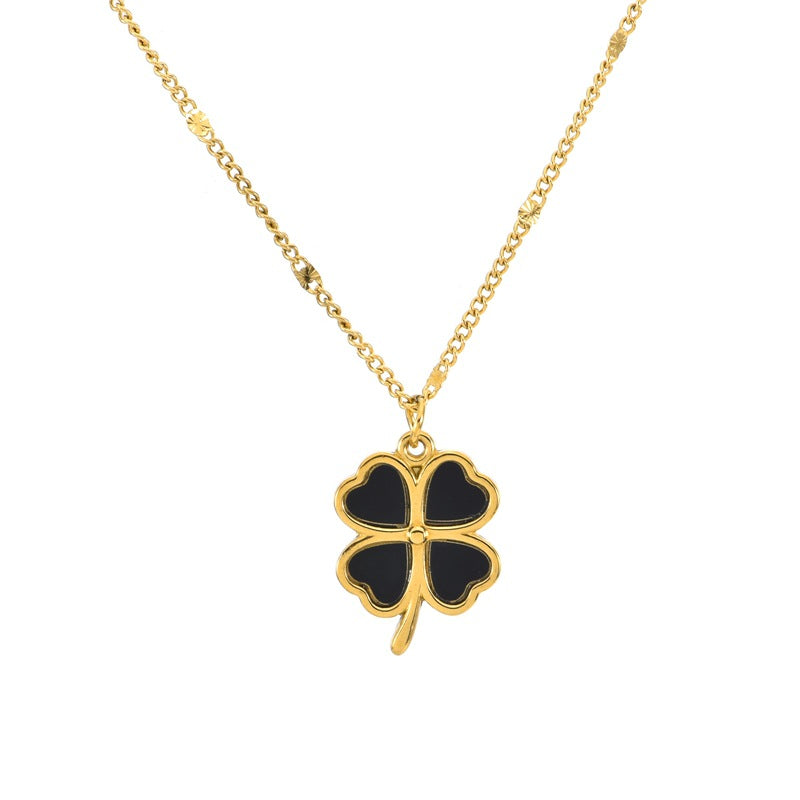Wholesale Steel Titanium Four-Leaf Clover Necklace