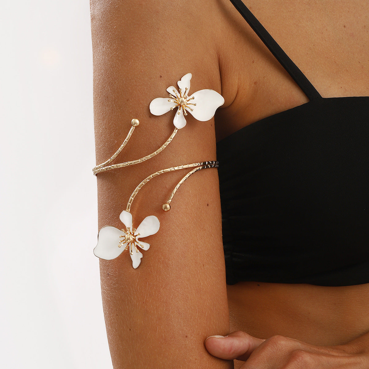 Bracciale all'ingrosso con fiori smaltati a doppia testa