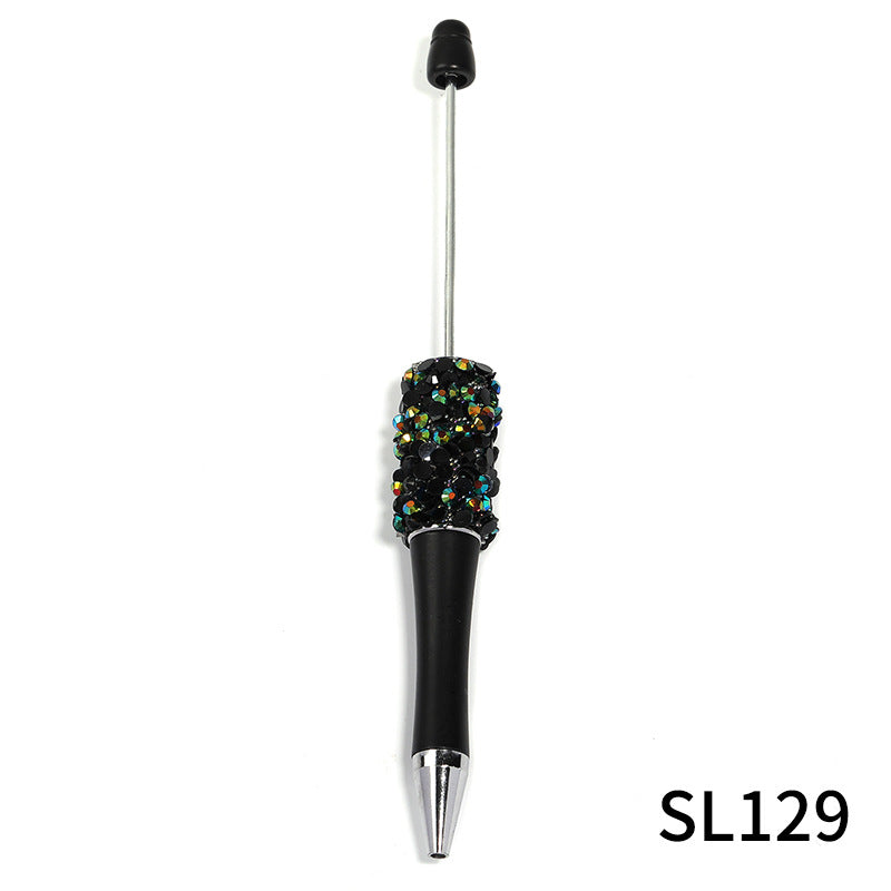 Wholesale 10pcs Beadable Pens Colorful Resin Rhinestone Fine Glitter Plastic DIY Beaded Pen ACC-PN-BLG003