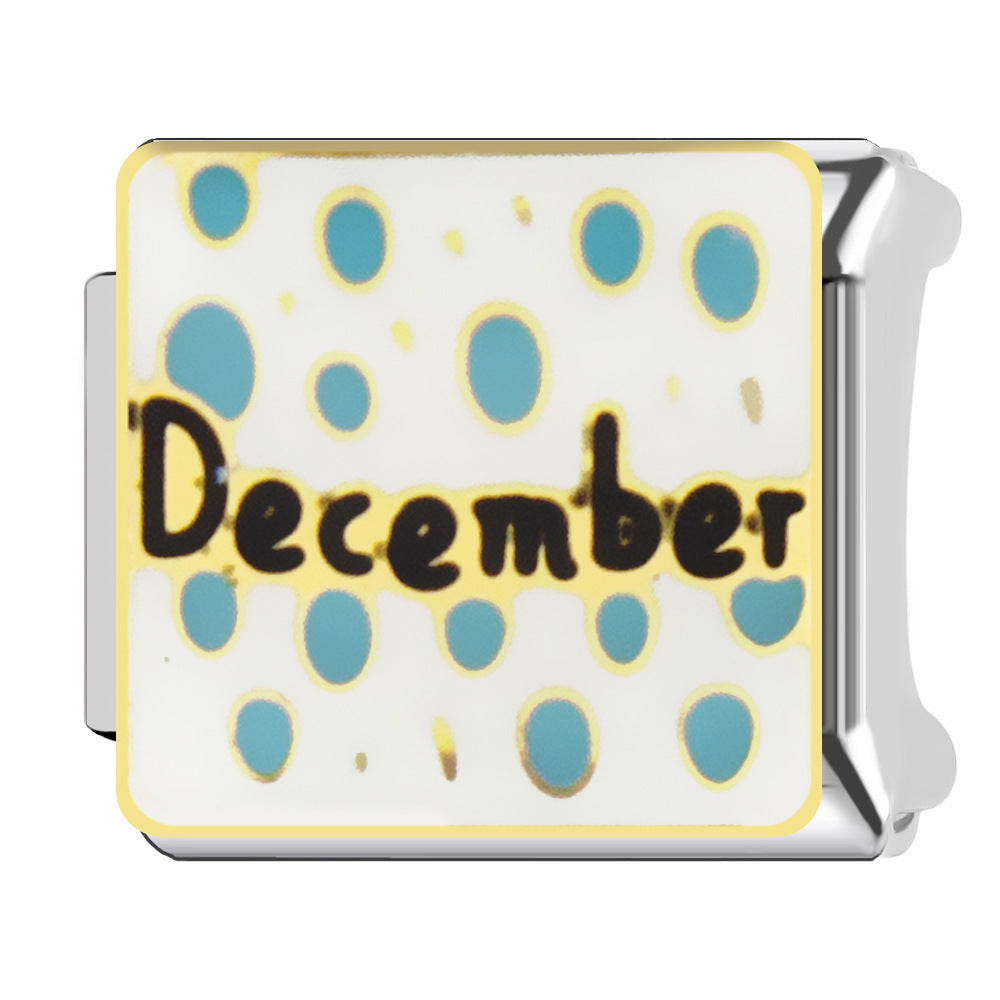 Wholesale Italian Charm Bracelet 9mm DIY  Twelve Zodiac Signs Color-Preserving Blue English   Creative Stainless Steel Composable Bracelet