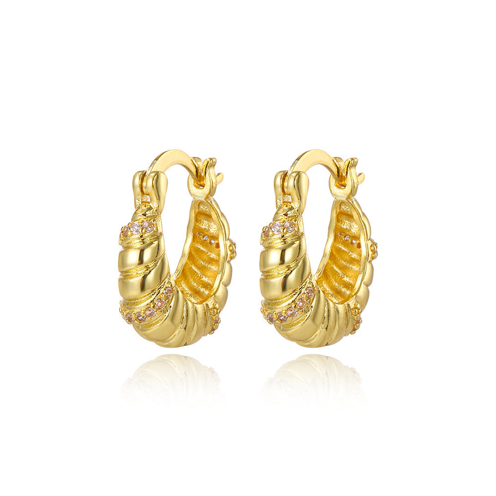 Wholesale  18K Gold Stylish Simple and Fashionable U-Shaped Twist Thread Earrings