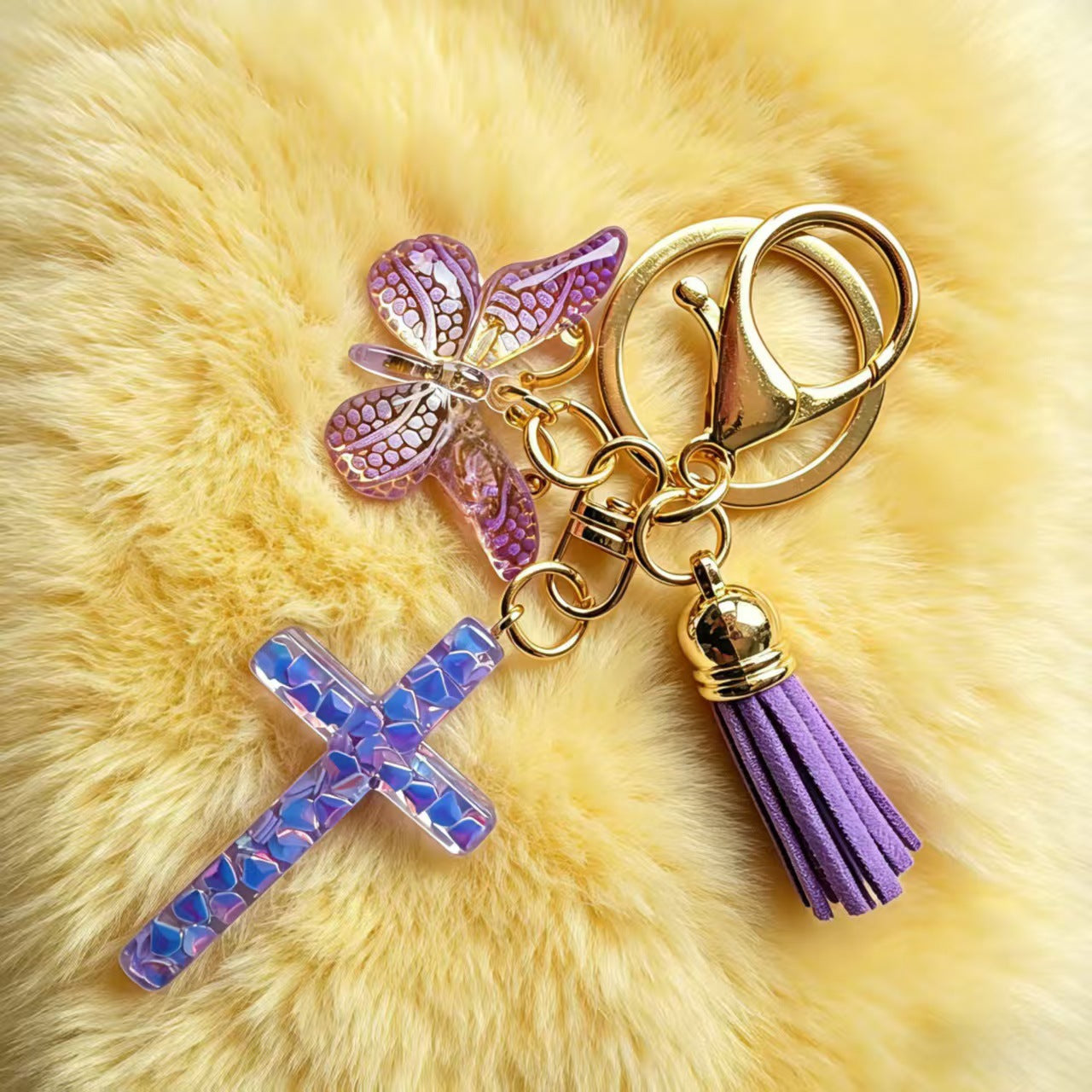 Wholesale Cross Tassel Resin Keychain