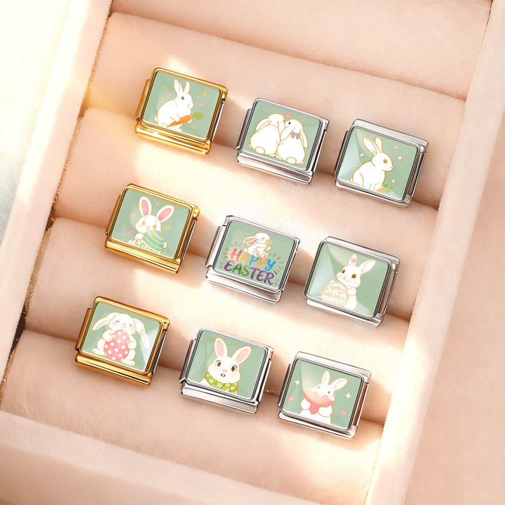 Wholesale Easter Bunny Modular Bracelet Stainless Steel DIY Detachable - Everyday Wear Jewelry Accessory