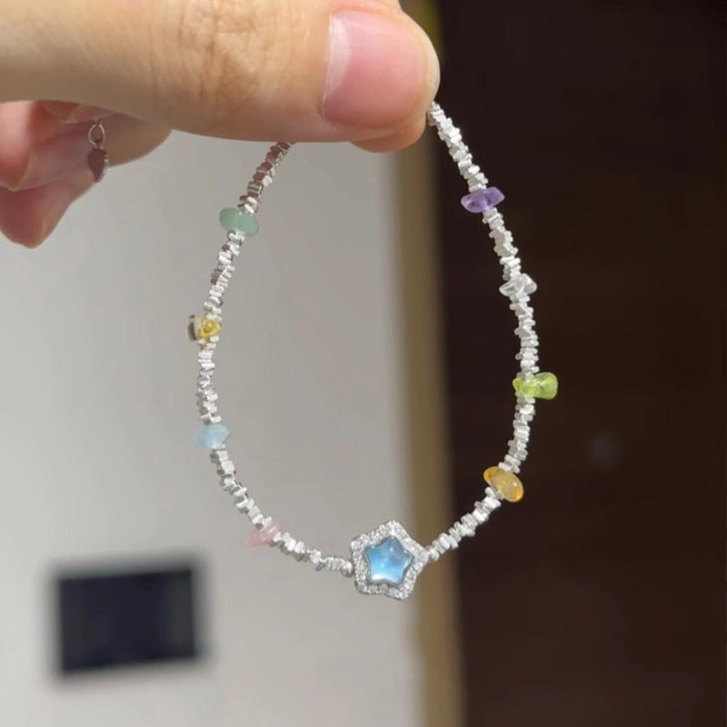 Wholesale Colorful Dopamine Broken Silver Star Bracelet