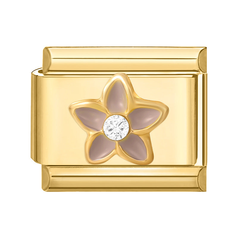 Wholesale 9mm Italian Charm Starter Bracelets DIY Gold Flower Stainless Steel Composable Bracelet