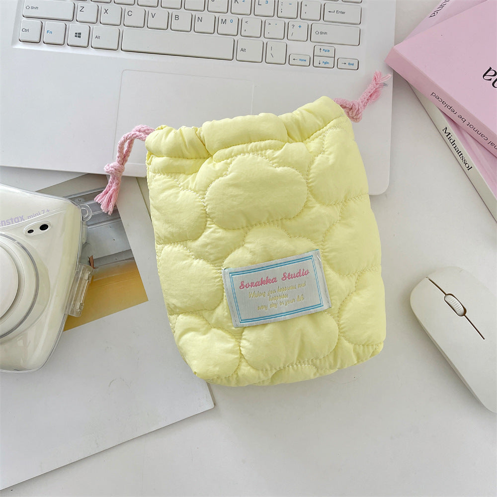 Wholesale Stylish Quilted Pink Heart Camera Pouch Soft Padded Storage Bag For CCD Polaroid Travel
