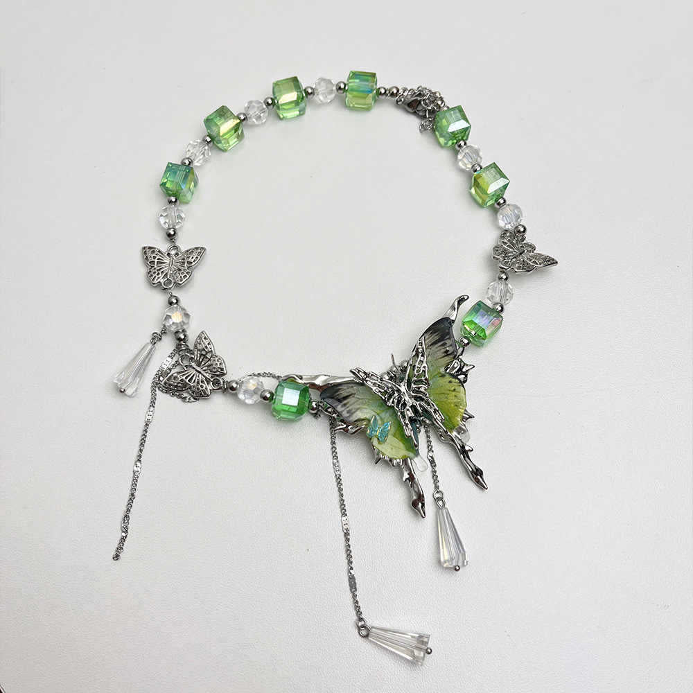 Wholesale Green Crystal Butterfly Choker Necklace