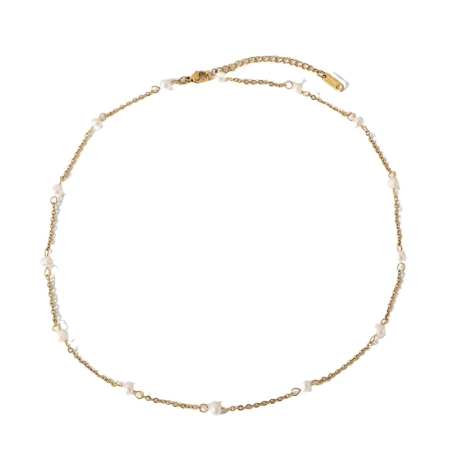 Wholesale Pearl Necklace 18K Gold Plated Stainless Steel Chain Neck Necklace ACC-NE-JieDing006