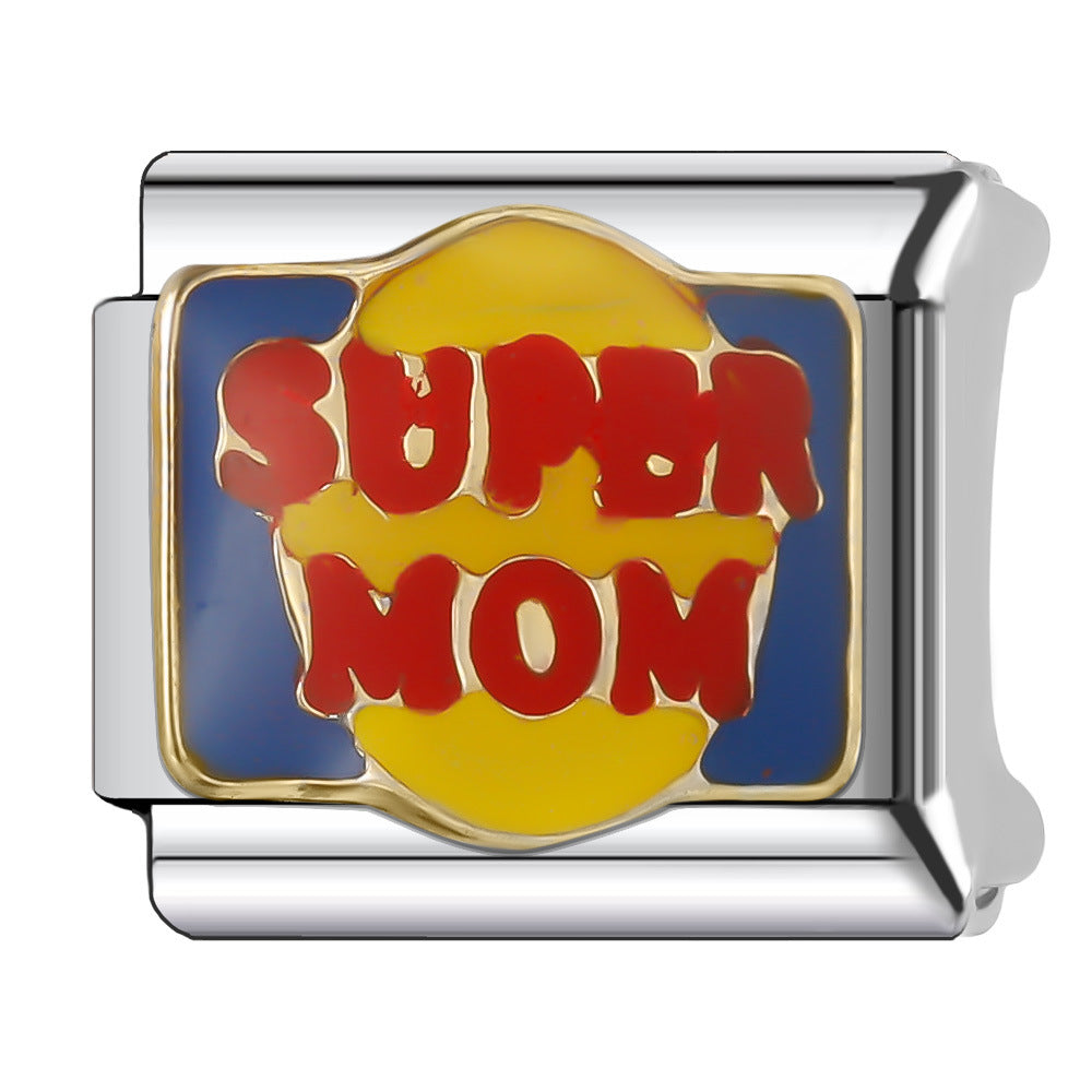 Wholesale Italian Charm Bracelet 9mm DIY Splicing English Series Stainless Steel Composable Bracelet