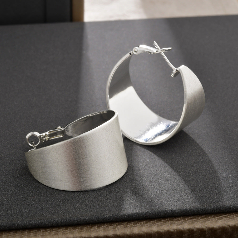 Wholesale  Exaggerated Personality Wide Noodles Wire-brushed Earrings