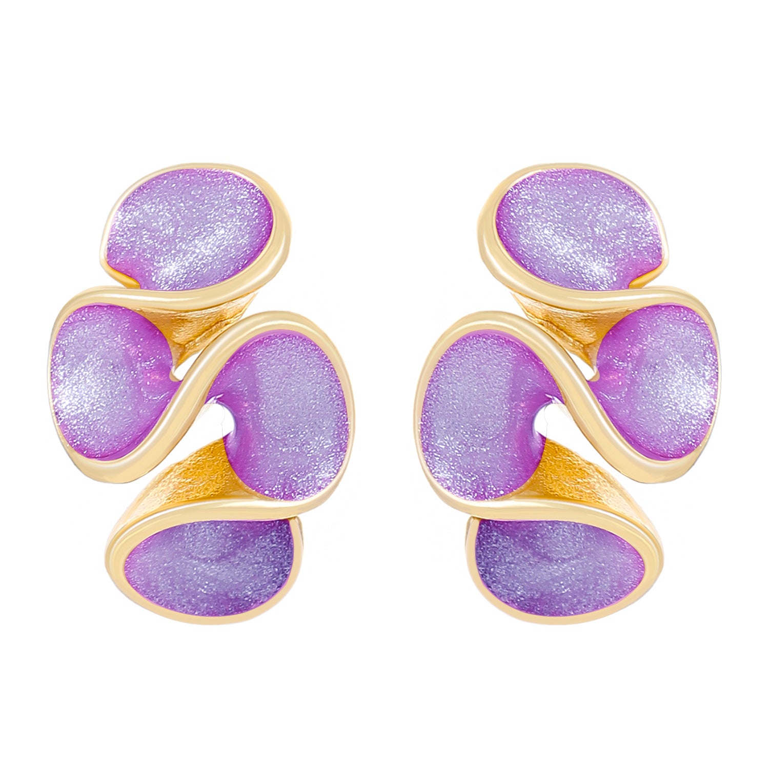Wholesale Trendy Colorful Drip Oil Irregular Flower Earrings For Women Floral Petal Jewelry Accessory Party Wear