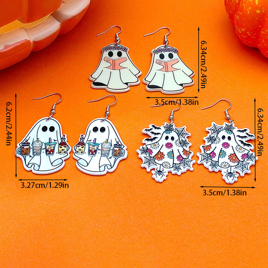 Wholesale Halloween Ghost Acrylic Earrings ACC-ES-Xizhao010