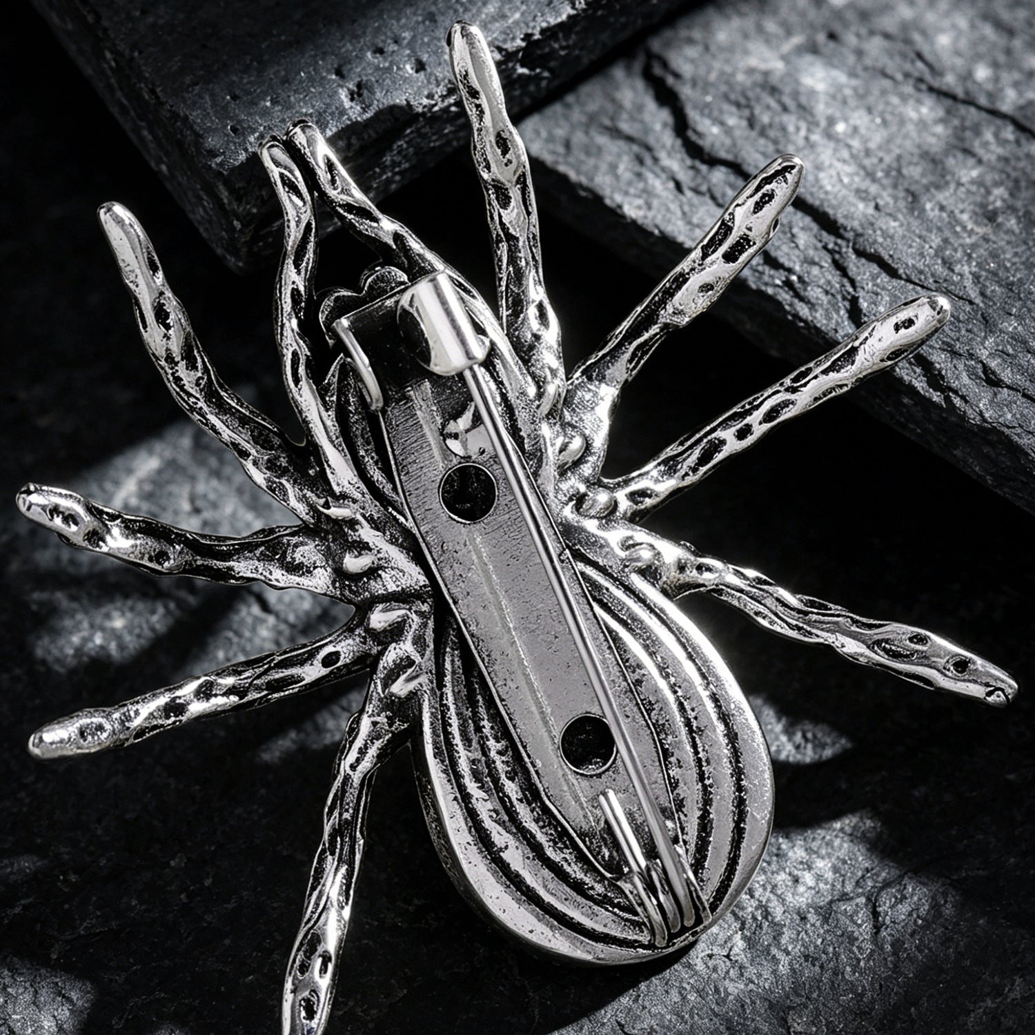 Wholesale Gothic Dark  Brooch with Black Zircon Inlay Trendy Pin for Coat Suit